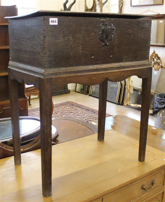 Oak bible box on stand